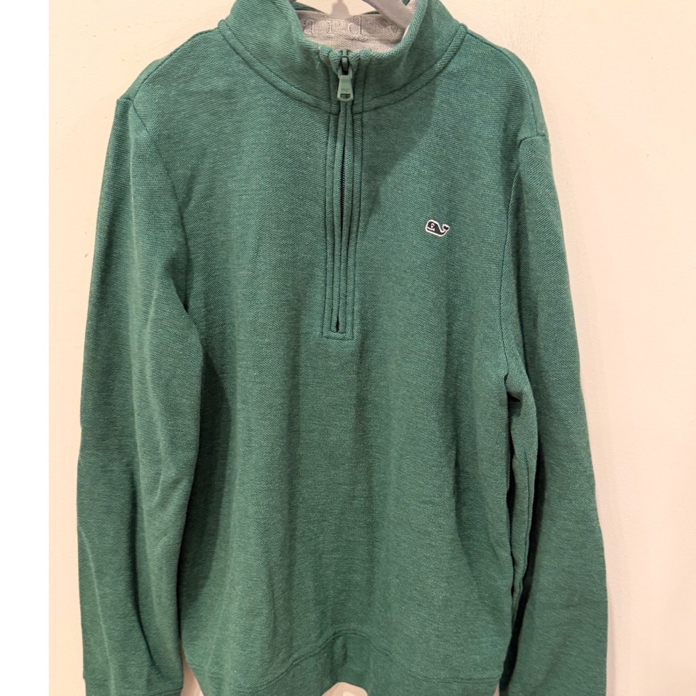 Vineyard Vines Boys Green Pima Cotton Quarter Zip Pullover Sweater Size S 8-10
